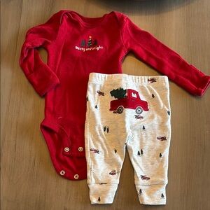 Holiday Baby Onesie and Gray Pants Set - Carters 3M